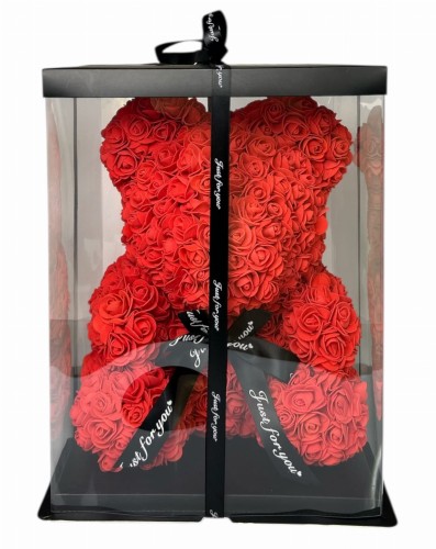 Miś z różyczek 65cm czerwony