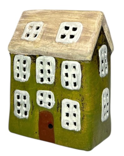 Domek ceramiczny zielony 10,5x7x13,5cm