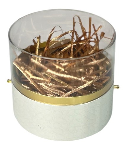 Flowerbox okrągły 12x12x11cm biały wzór skóry