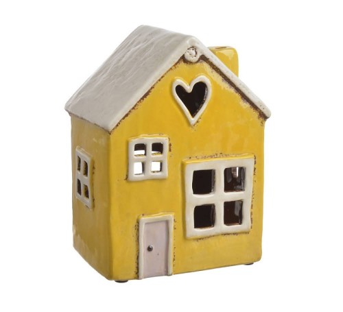 Domek ceramiczny żółty H18cm