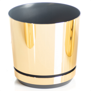 Doniczka plastikowa z podstawką 12cm złota błyszcząca