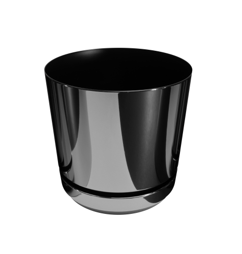 Doniczka plastikowa 20cm czarna błyszcząca 