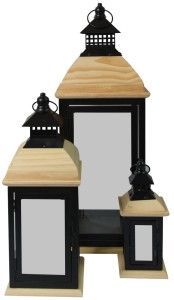 Latarnia metalowa czarna 3szt.