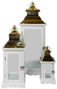 Latarnia metalowa złota 3szt.