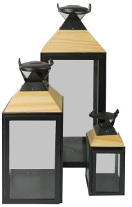 Latarnia metalowa czarna 3szt.