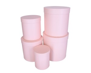 Pudełko okrągłe różowe kpl 5szt 25x25cm