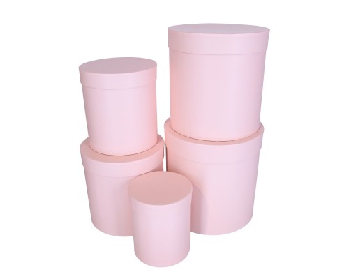 Pudełko okrągłe różowe kpl 5szt 25x25cm