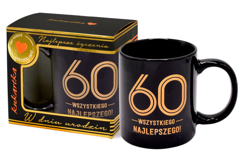 Kubek Premium Urodziny 60 czarno-złote
