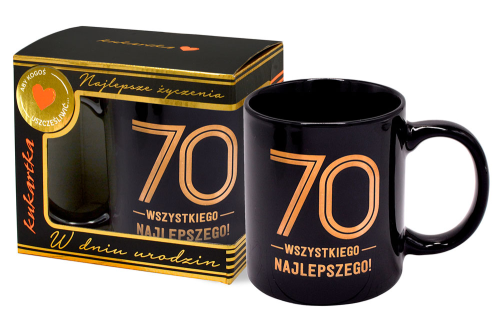 Kubek Premium Urodziny 70 czarno-złote