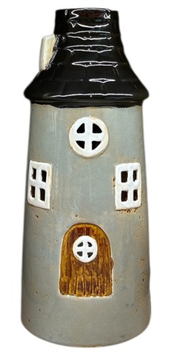 Domek ceramiczny szary 15,5x13,5x36cm