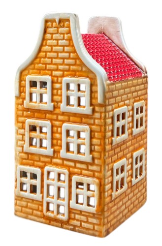 Domek ceramiczny pomarańczowy 9,5x9,5x19cm