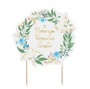 Topper na tort ''Pierwsza Komunia Święta'' 16,7x20cm mix