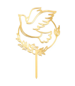 Topper Komunia Święta Gołąb lustrzany złoty 1 szt.