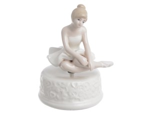 Baletnica porcelanowa - pozytywka 9,5cmL x 9,5cmW x 13,5cmH