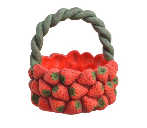 Kosz z truskawkami - cement, 23,5cm∅x24,5cmH