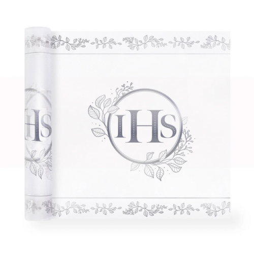 Bieżnik komunijny IHS Eukaliptus srebrny 5m