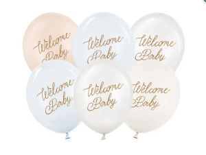 Balony 30 cm Welcome Baby mix niebieski 6szt/opak