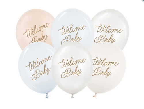 Balony 30 cm Welcome Baby mix niebieski 6szt/opak