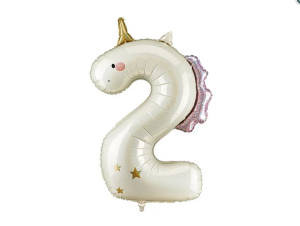 Balon foliowy Cyfra ''2'' Jednorożec 93cm mix