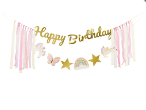 Baner Happy Birthday Jednorożec 230x17.5 cm mix