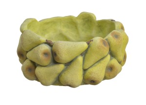 Osłonka z gruszkami - cement, 25cm∅x11cmH