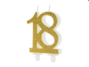Świeczka urodzinowa liczba 18 złoty 7,5cm