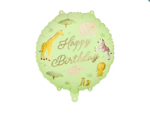 Balon foliowy pastylka ''Happy Birthday'' Safari 35x35 cm