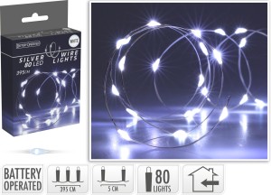 Lampki drucik 80LED na baterie zimny biały