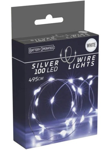 Lampki drucik 100LED na baterie zimny biały