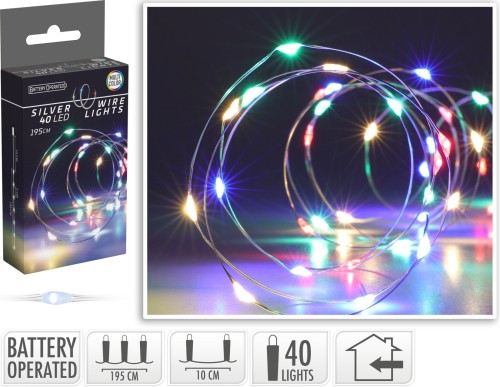 Lampki drucik 40LED na baterie multikolor