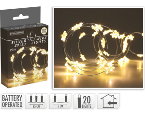 Lampki drucik gwiazdy 20 LED ciepły biały