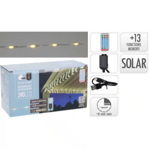 Lampki solar drucik 250LED ciepły biały