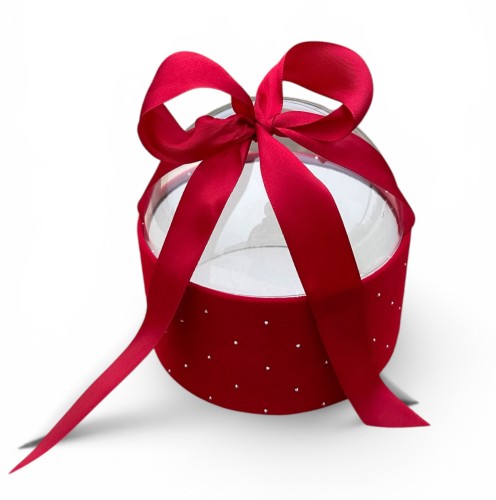 Flowerbox z kopułką welur z diamencikami 13cm