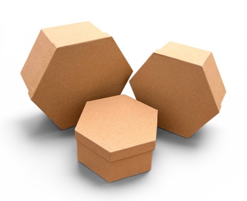 Pudełko kraftowe hex kpl 3szt