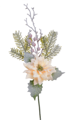 Ośnieżona gałązka z poinsecją 50cm
