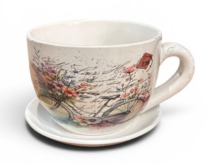 Ceramiczna osłonka filiżanka z podstawkiem 14 cm