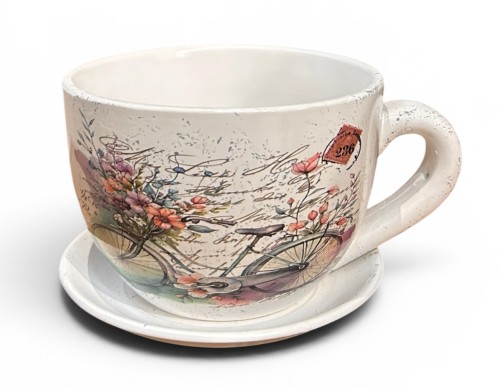 Ceramiczna osłonka filiżanka z podstawkiem 14 cm