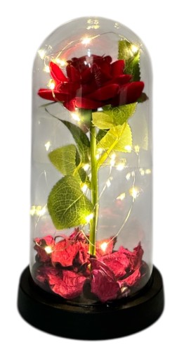 Kopułka szklana z różą LED 9x20cm
