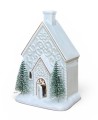 DOMEK CERAMICZNY BIAŁY Z CHOINKAMI 14CM FB002117.1