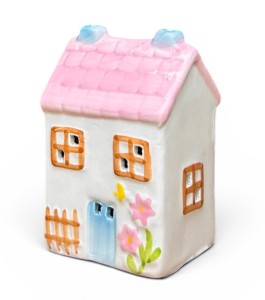 Domek ceramiczny róż 11cm