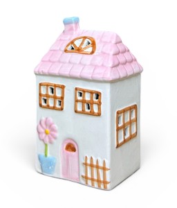 Domek ceramiczny róż 15cm