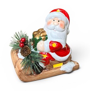 Mikołaj ceramiczny na saniach 13cm