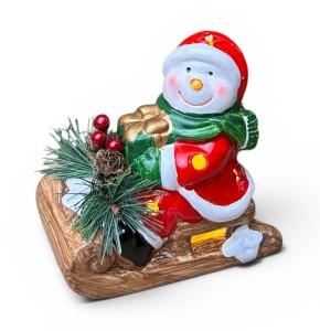 Bałwan ceramiczny na saniach 13cm
