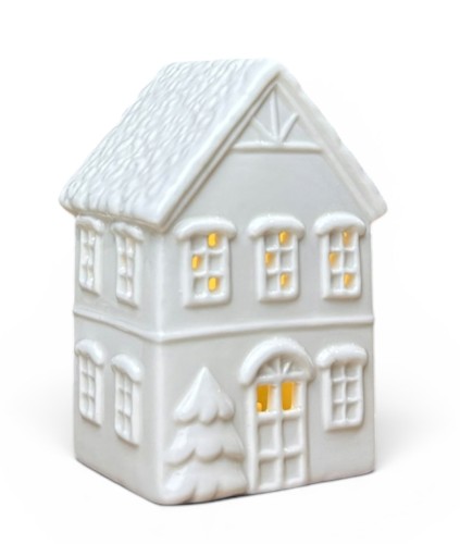 Domek ceramiczny biały 12cm podświetlany