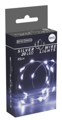 Lampki drucik 20LED na baterie zimny biały