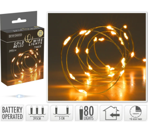 Lampki drucik 80LED złoty