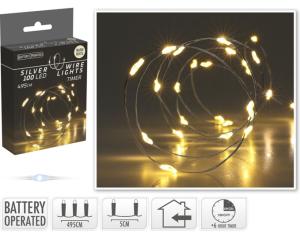 Lampki drucik 100LED timer ciepły biały