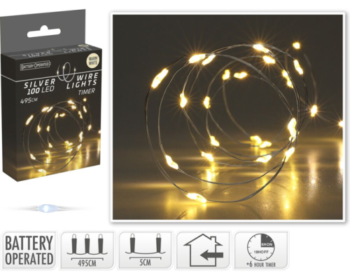 Lampki drucik 100LED timer ciepły biały