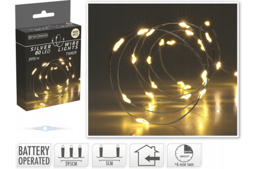 Lampki drucik 80 LED ciepły biały - elastyczny łańcuch dekoracyjny