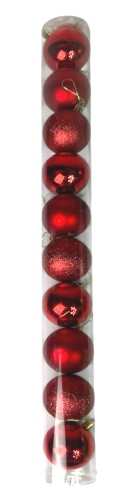 Bombka combi 6cm czerwony 10szt/opak
